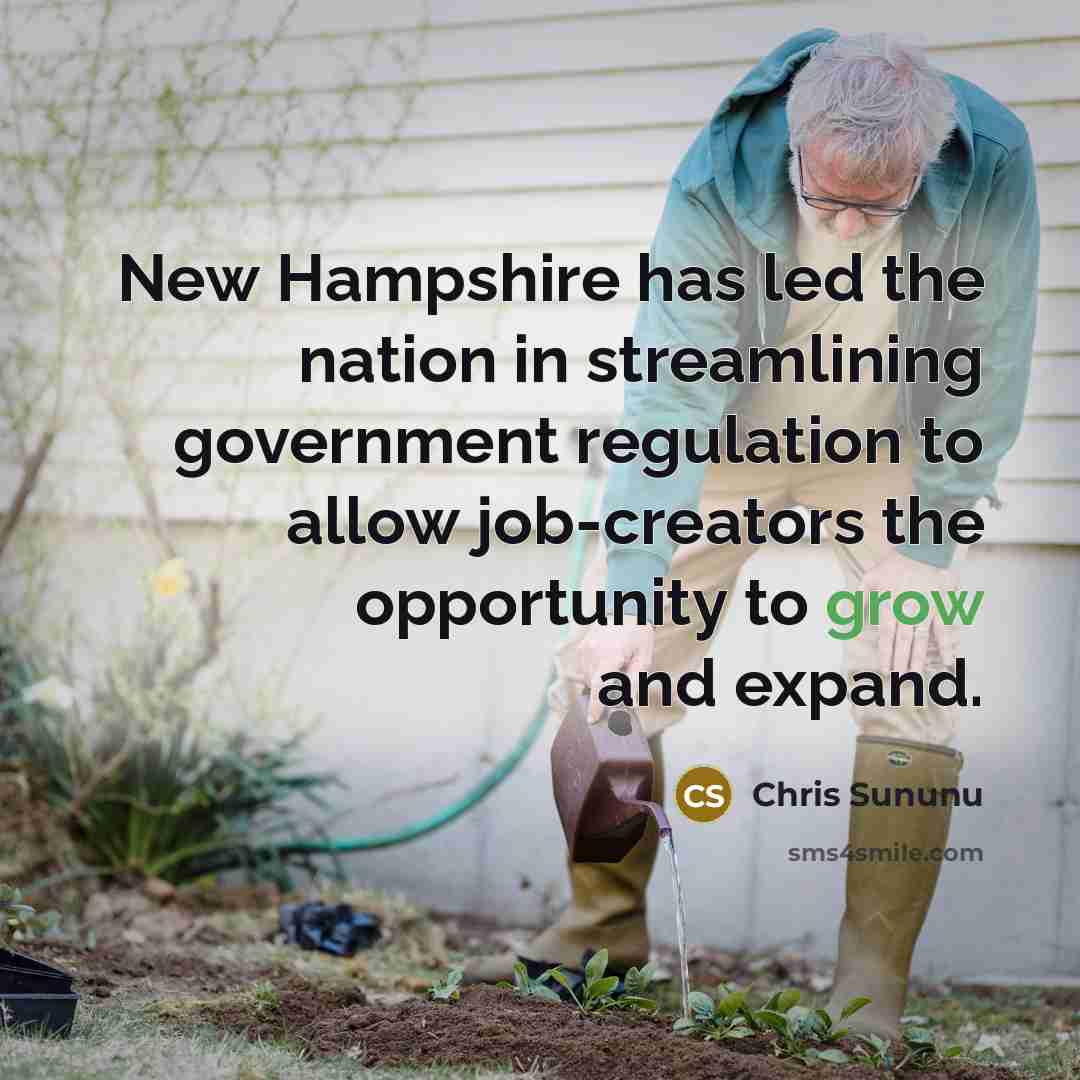 “New Hampshire has led the nation in streamlining government regulation…” quote by Chris Sununu