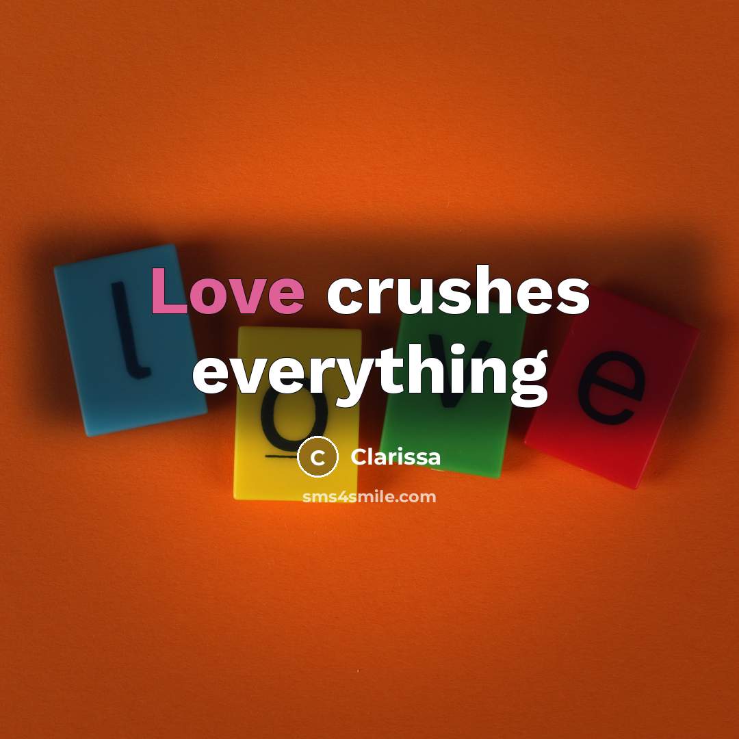 “Love crushes everything…” quote by Clarissa