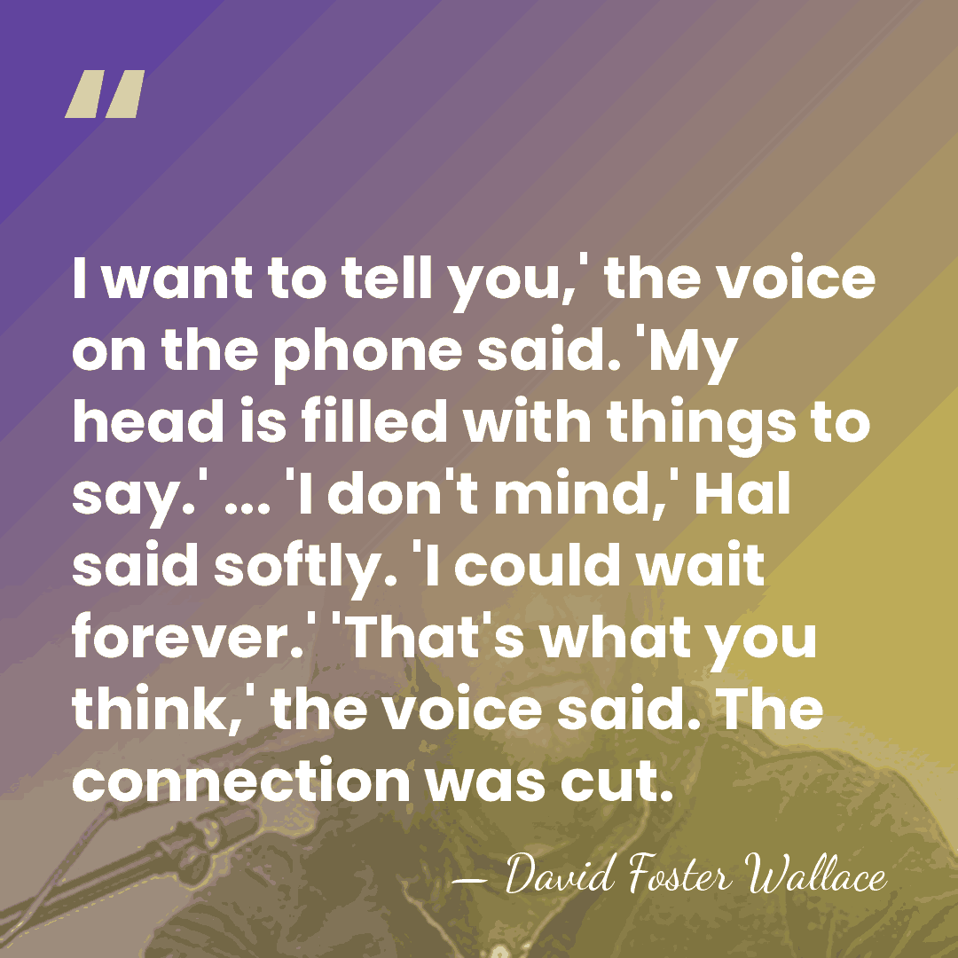 I want to tell you,' the voice on the phone said. 'My&hellip; - David Foster Wallace