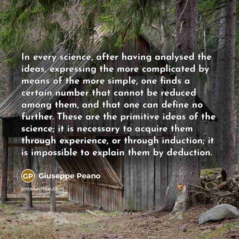“In every science, after having analysed the ideas, expressing the…” quote by Giuseppe Peano