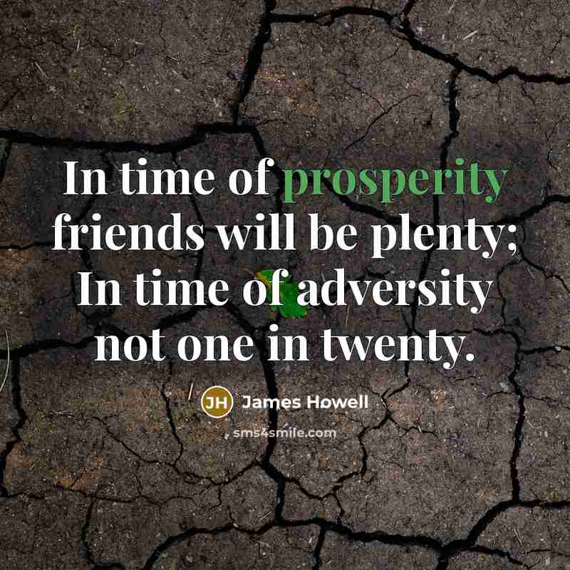 “In time of prosperity friends will be plenty; In time…” quote by James Howell
