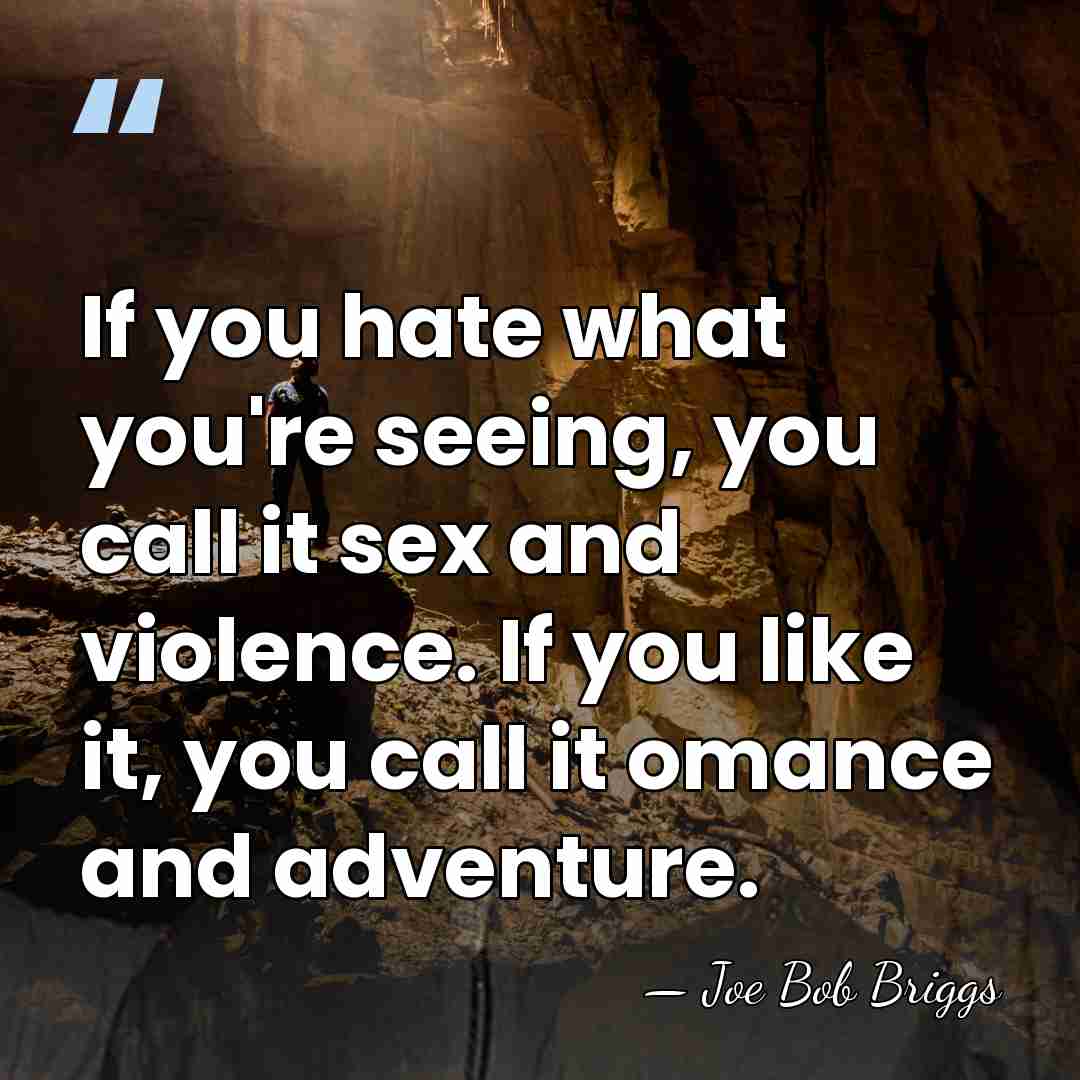 If you hate what you're seeing, you call it sex and violence.&hellip; - Joe Bob Briggs
