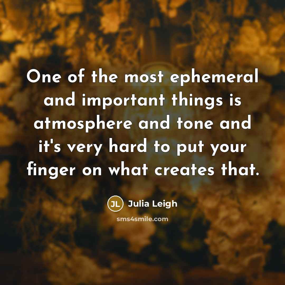 “One of the most ephemeral and important things is atmosphere…” quote by Julia Leigh