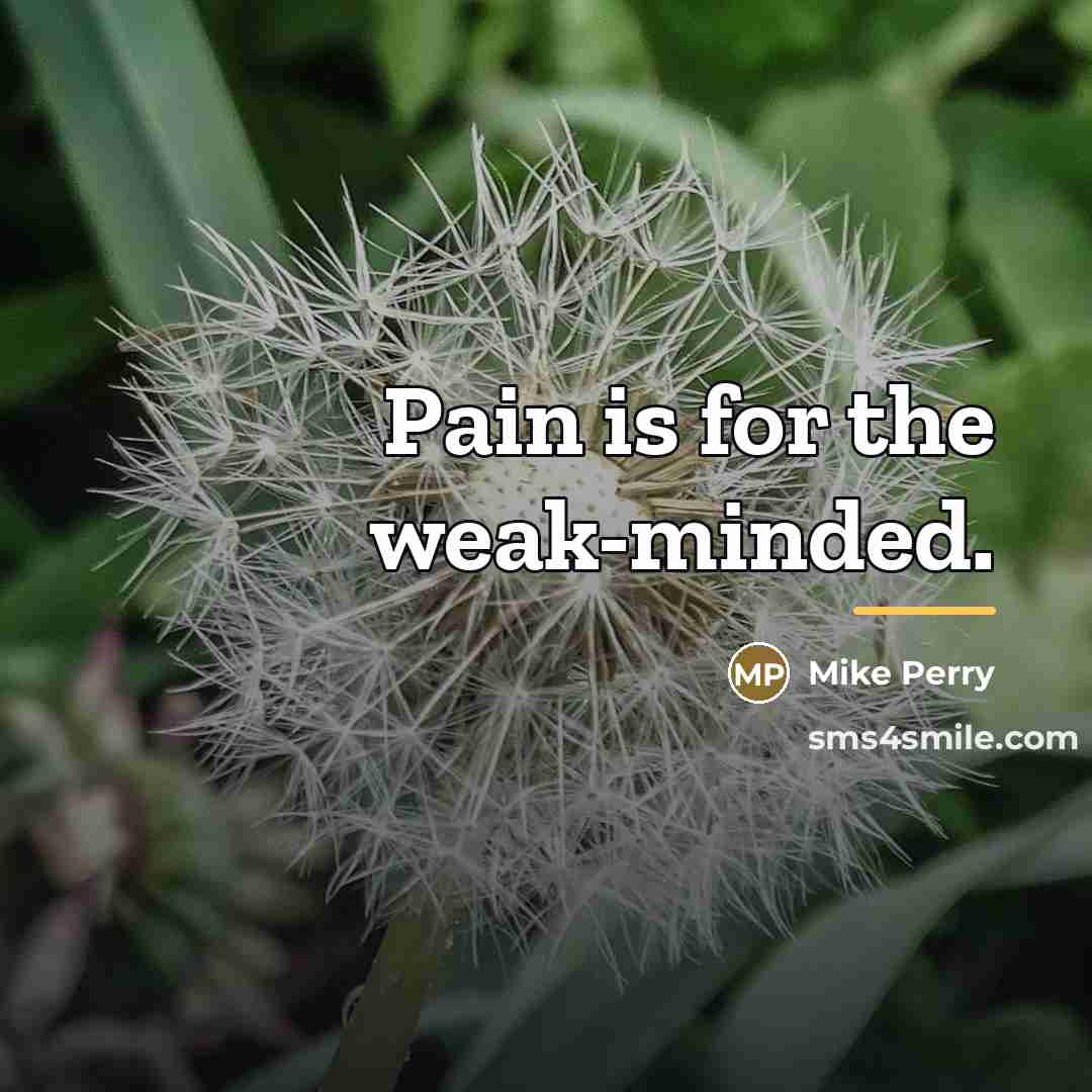 “Pain is for the weak-minded.…” quote by Mike Perry