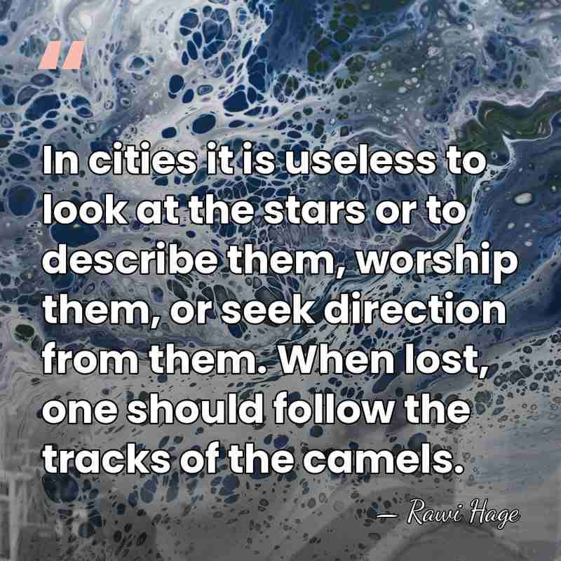 In cities it is useless to look at the stars or to&hellip; - Rawi Hage