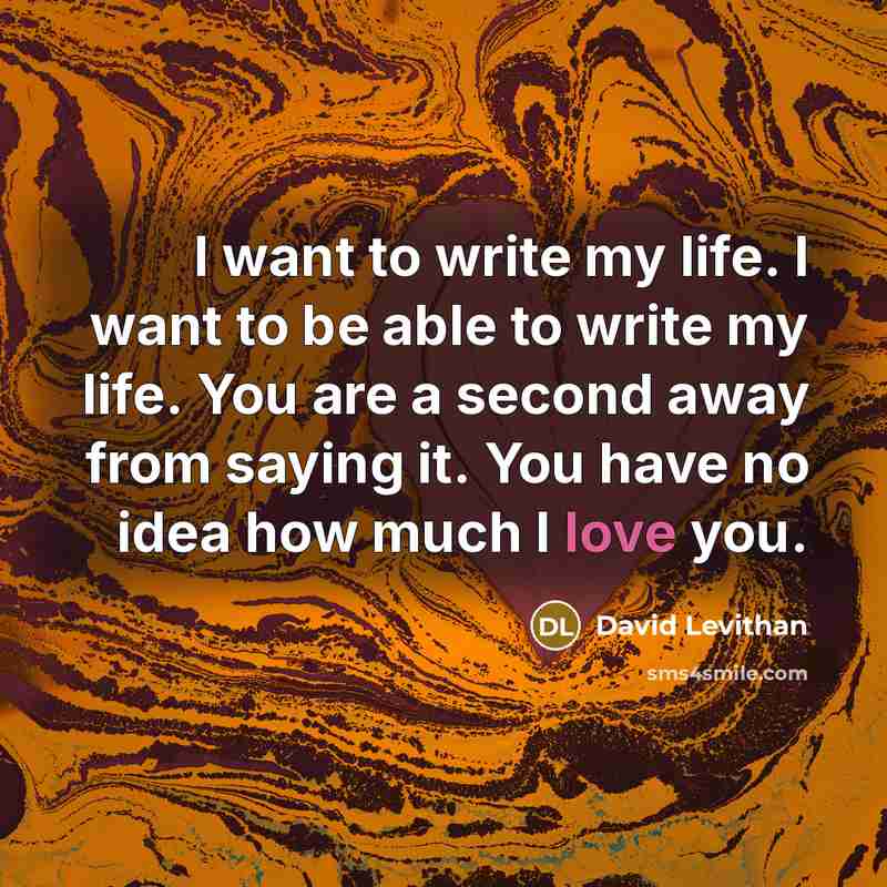 “I want to write my life. I want to be…” quote by David Levithan