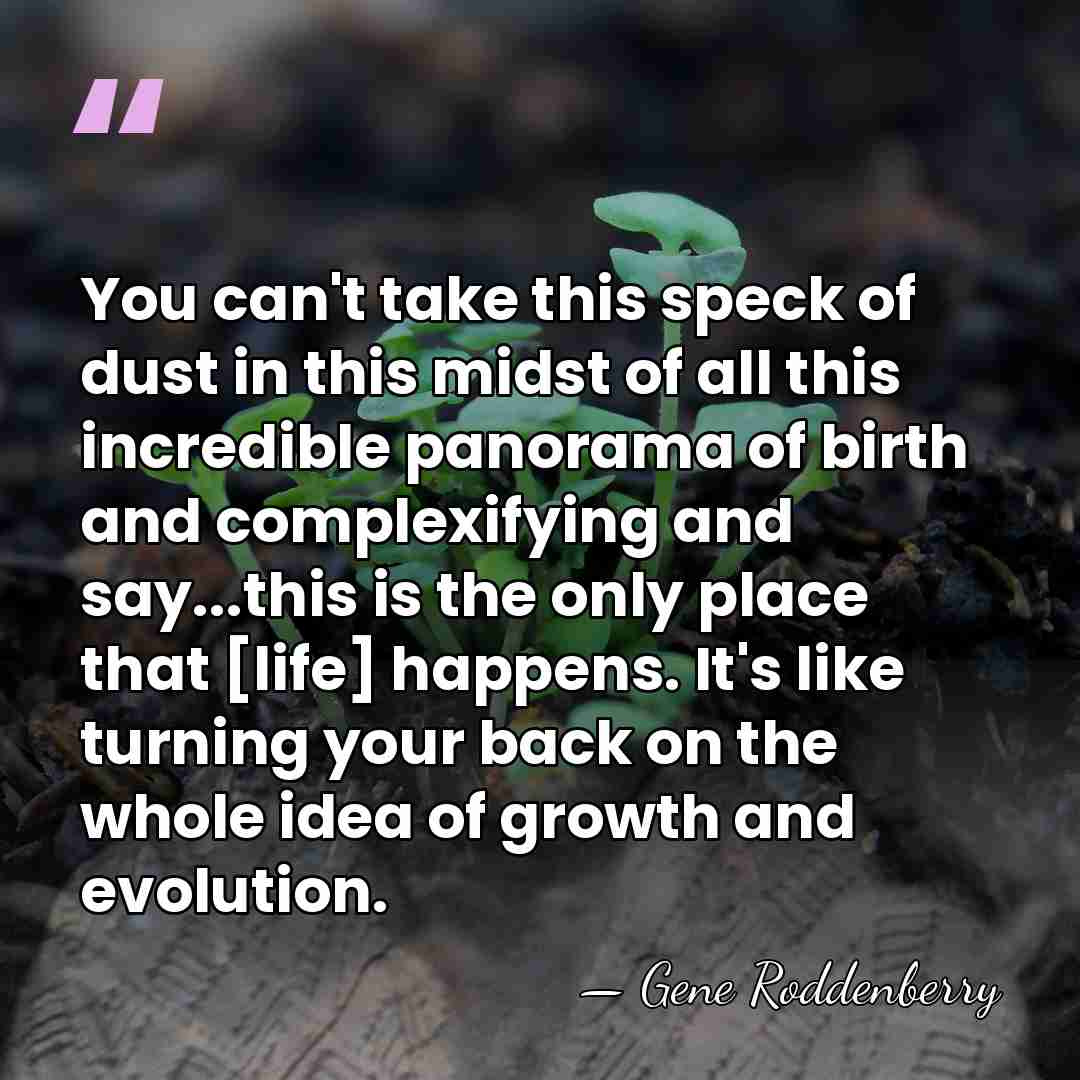 You can't take this speck of dust in this midst of all&hellip; - Gene Roddenberry