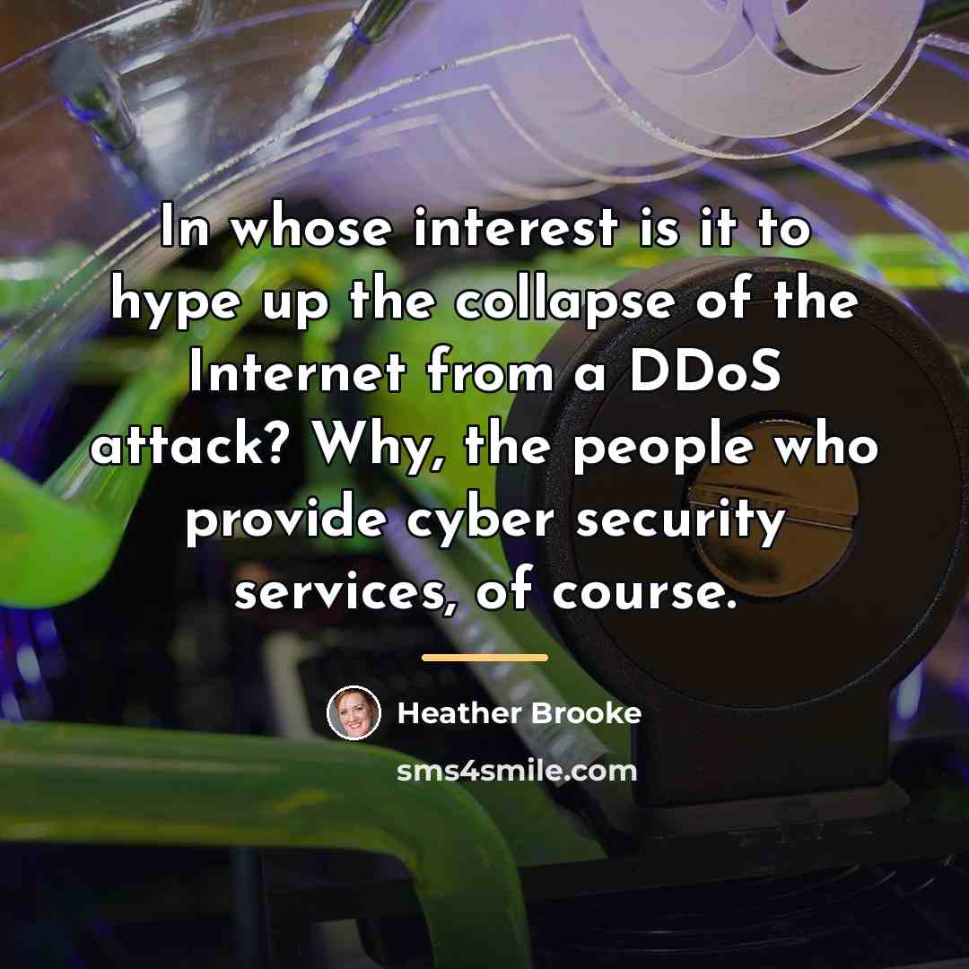“In whose interest is it to hype up the collapse…” quote by Heather Brooke