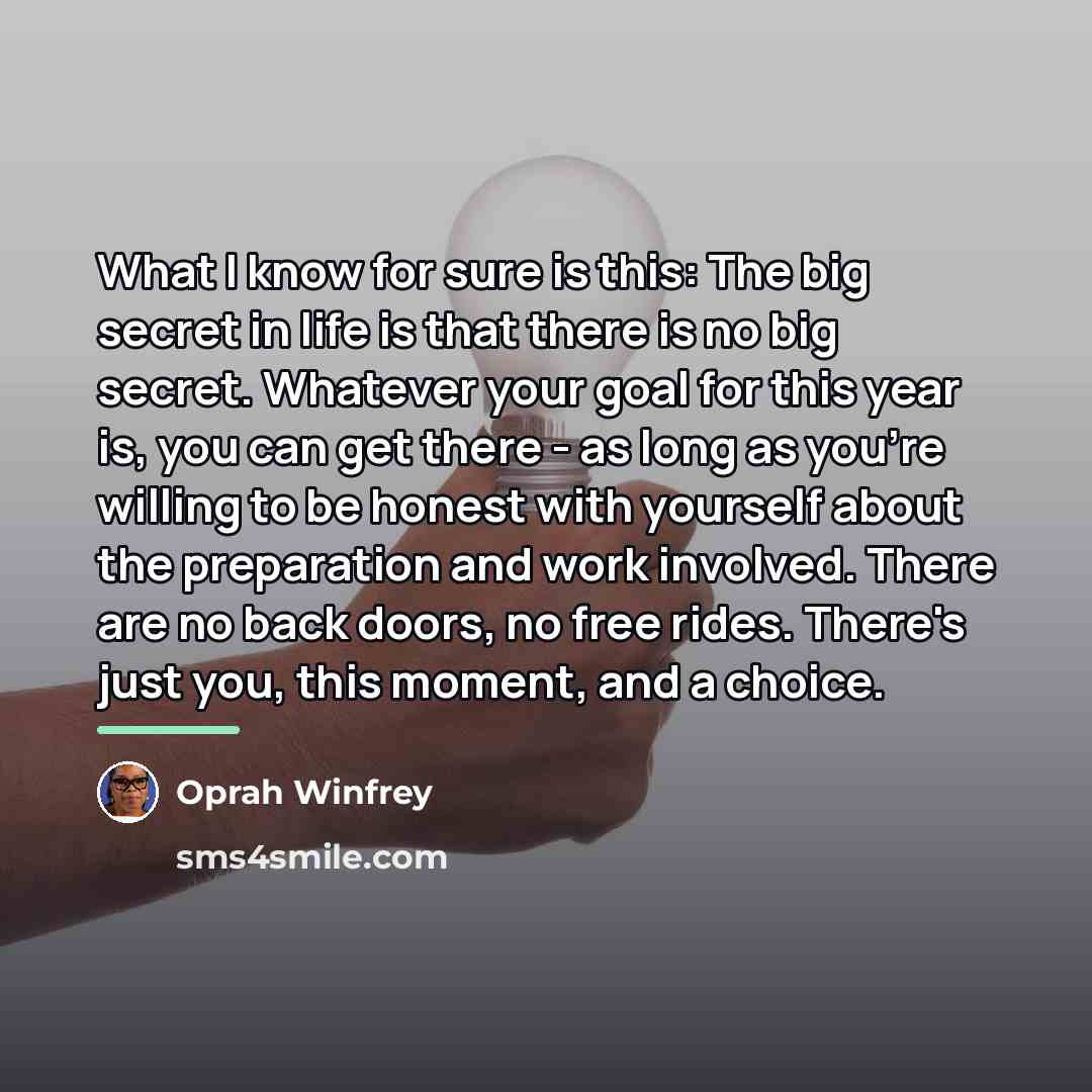 “What I know for sure is this: The big secret…” quote by Oprah Winfrey