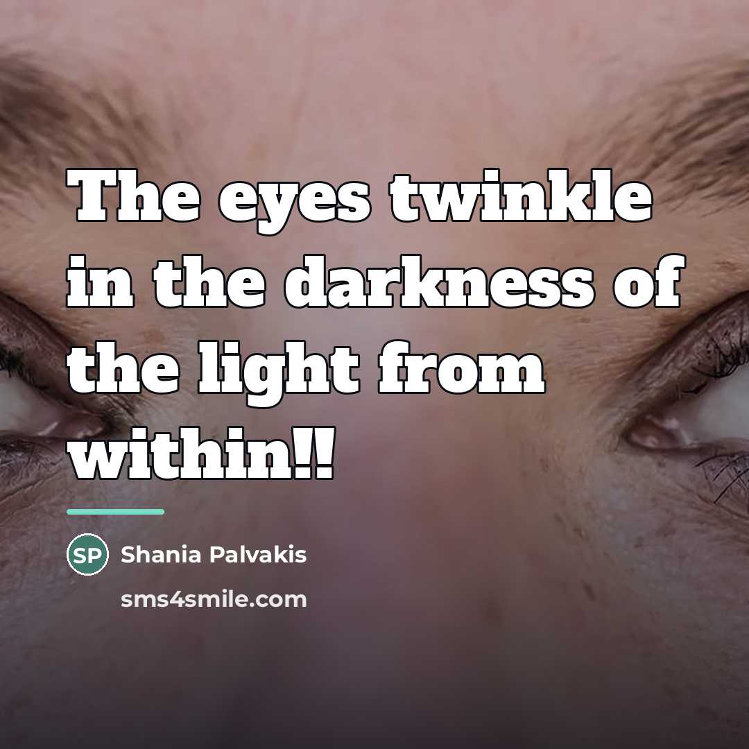 “The eyes twinkle in the darkness of the light from…” quote by Shania Palvakis
