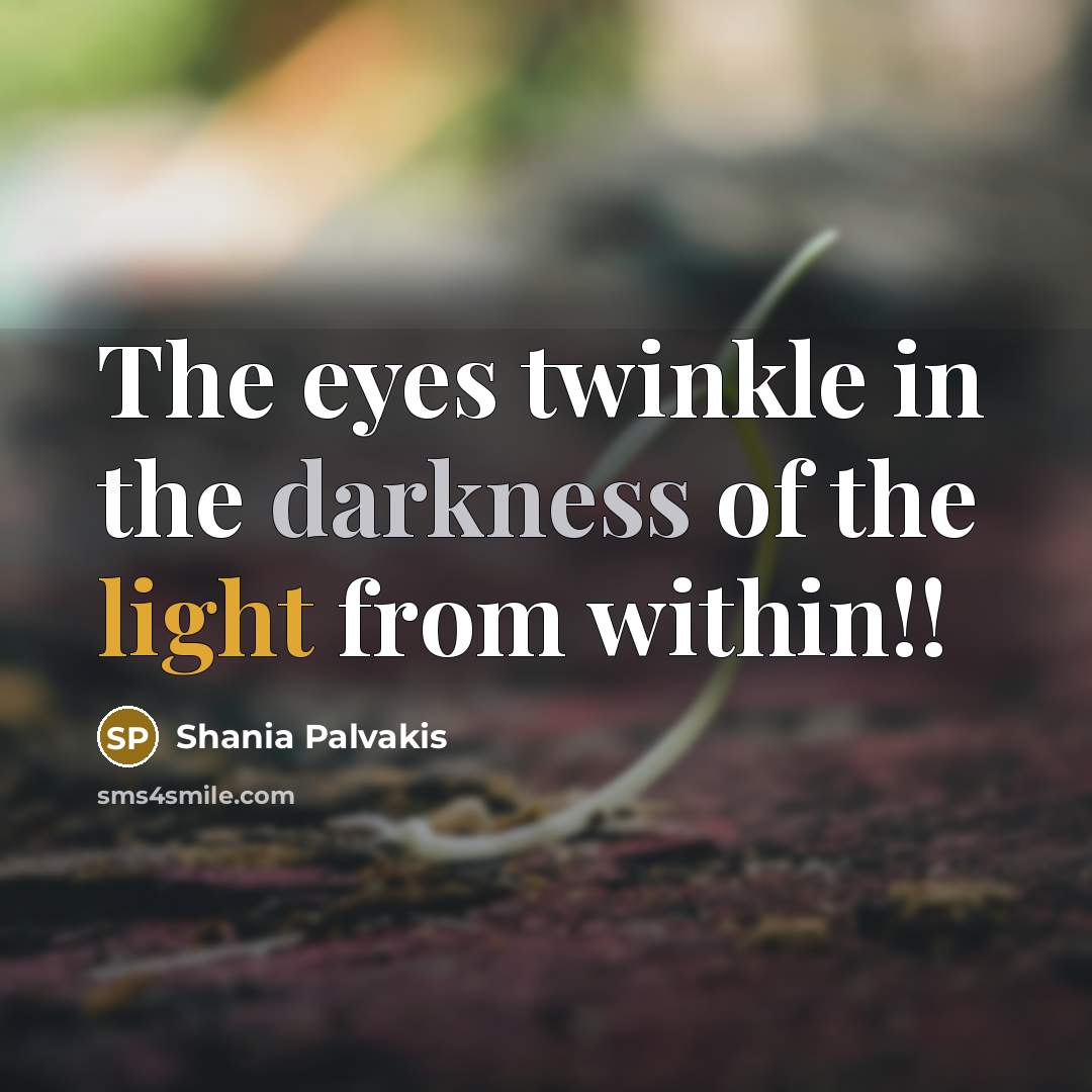 “The eyes twinkle in the darkness of the light from within!!” quote by Shania Palvakis