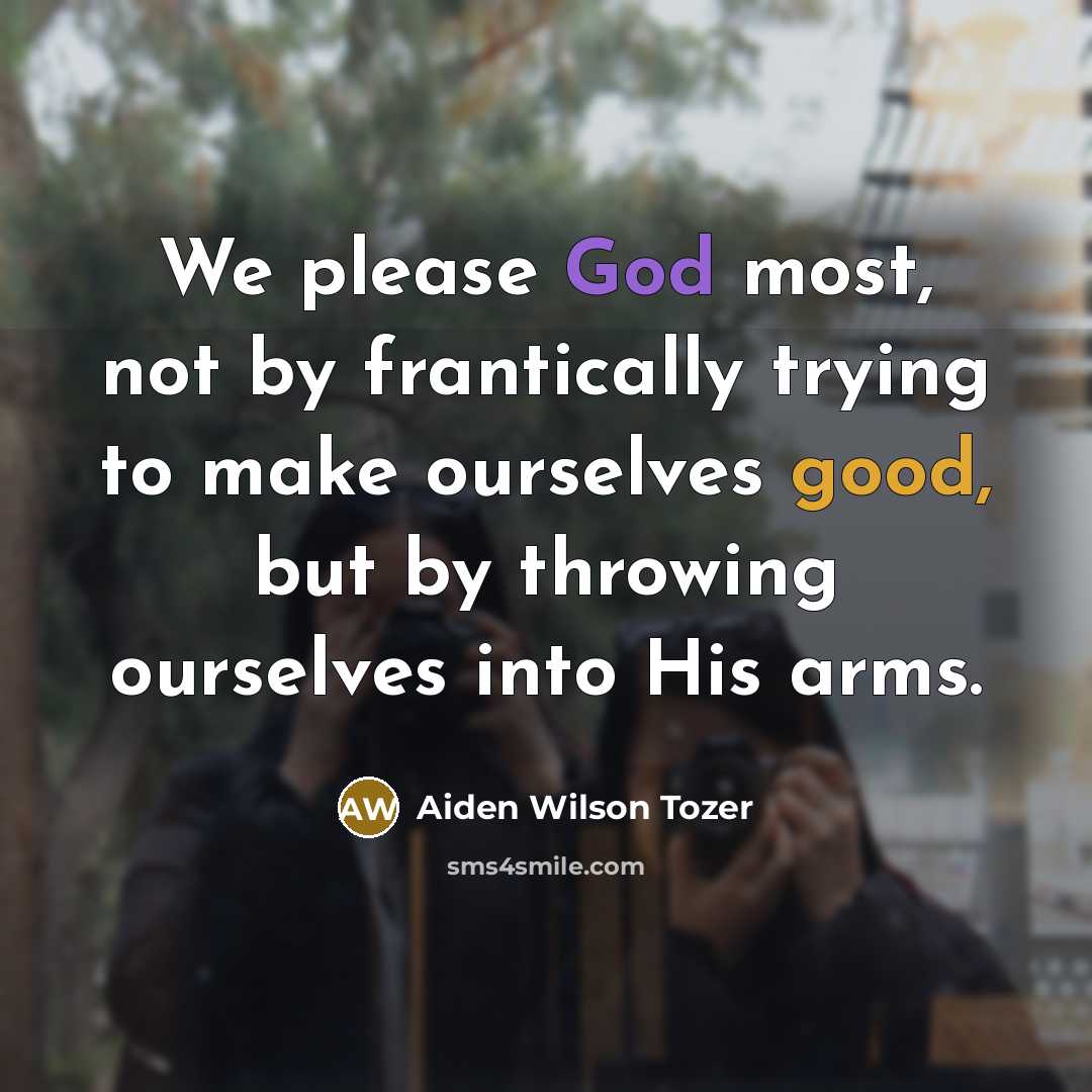 “We please God most, not by frantically trying to make…” quote by Aiden Wilson Tozer