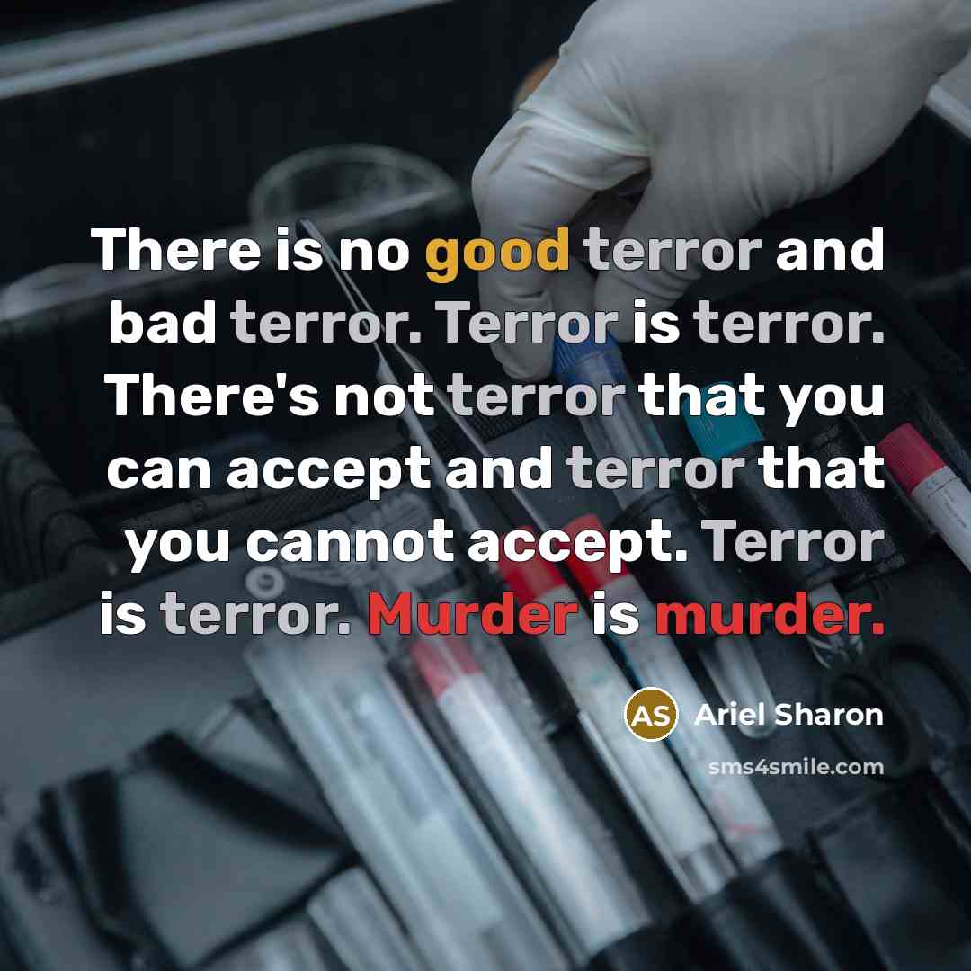 “There is no good terror and bad terror. Terror is…” quote by Ariel Sharon