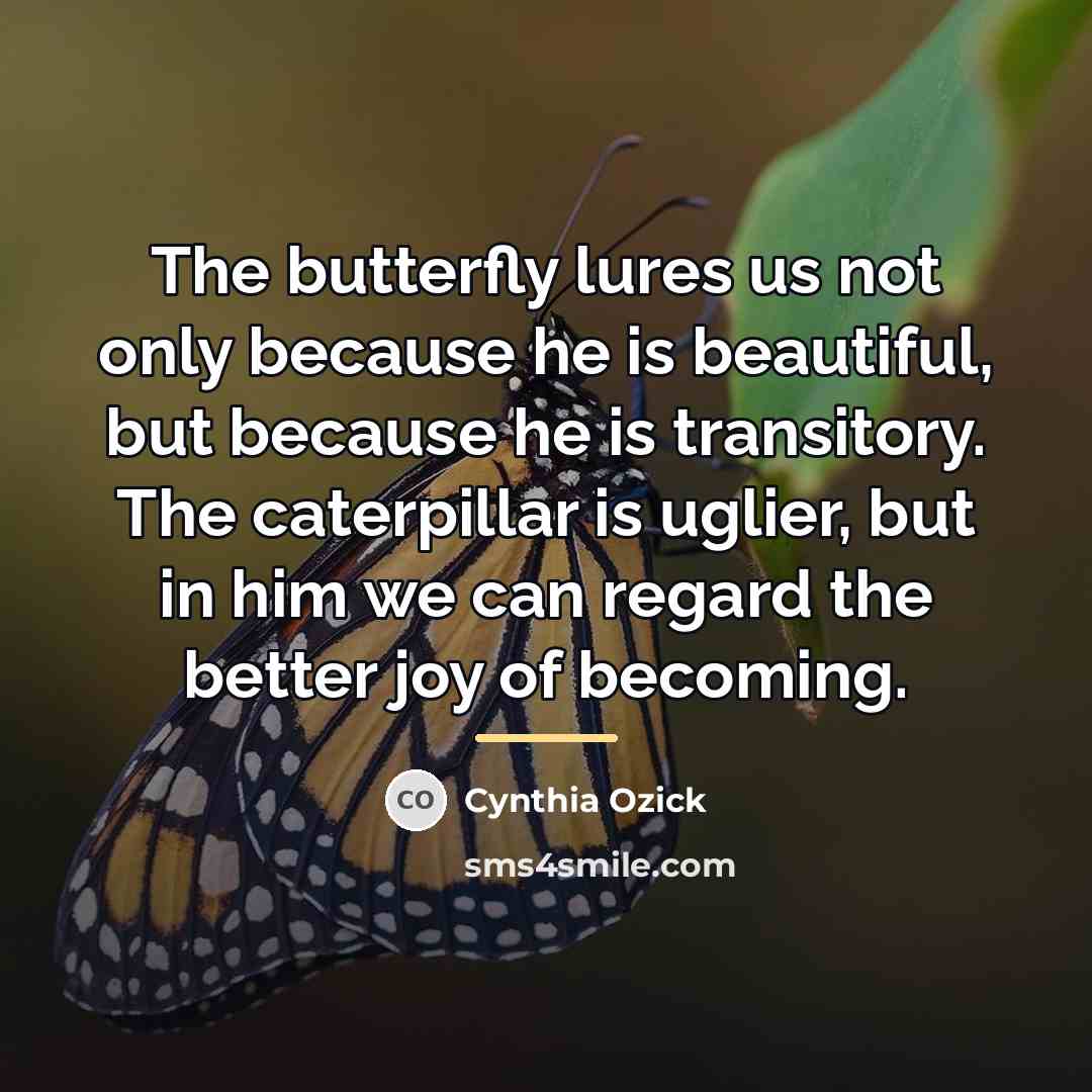“The butterfly lures us not only because he is beautiful,…” quote by Cynthia Ozick