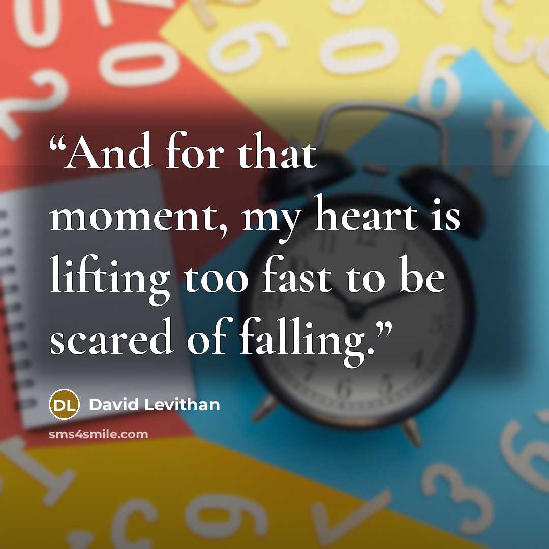 “And for that moment, my heart is lifting too fast to be scared of falling.” quote by David Levithan
