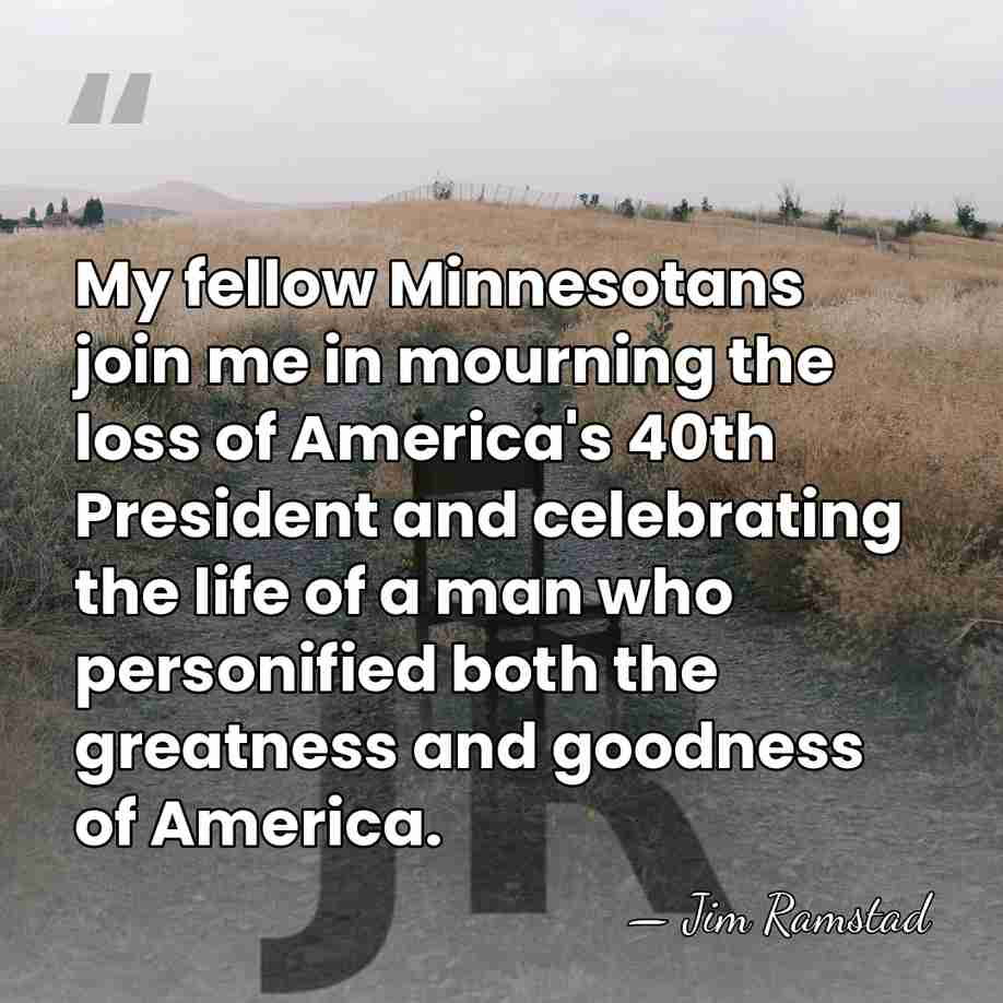 My fellow Minnesotans join me in mourning the loss of America's 40th&hellip; - Jim Ramstad