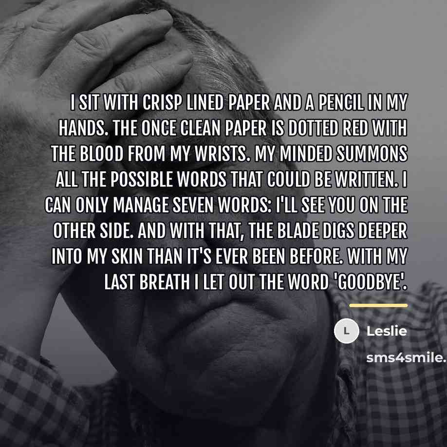 “I sit with crisp lined paper and a pencil in…” quote by Leslie