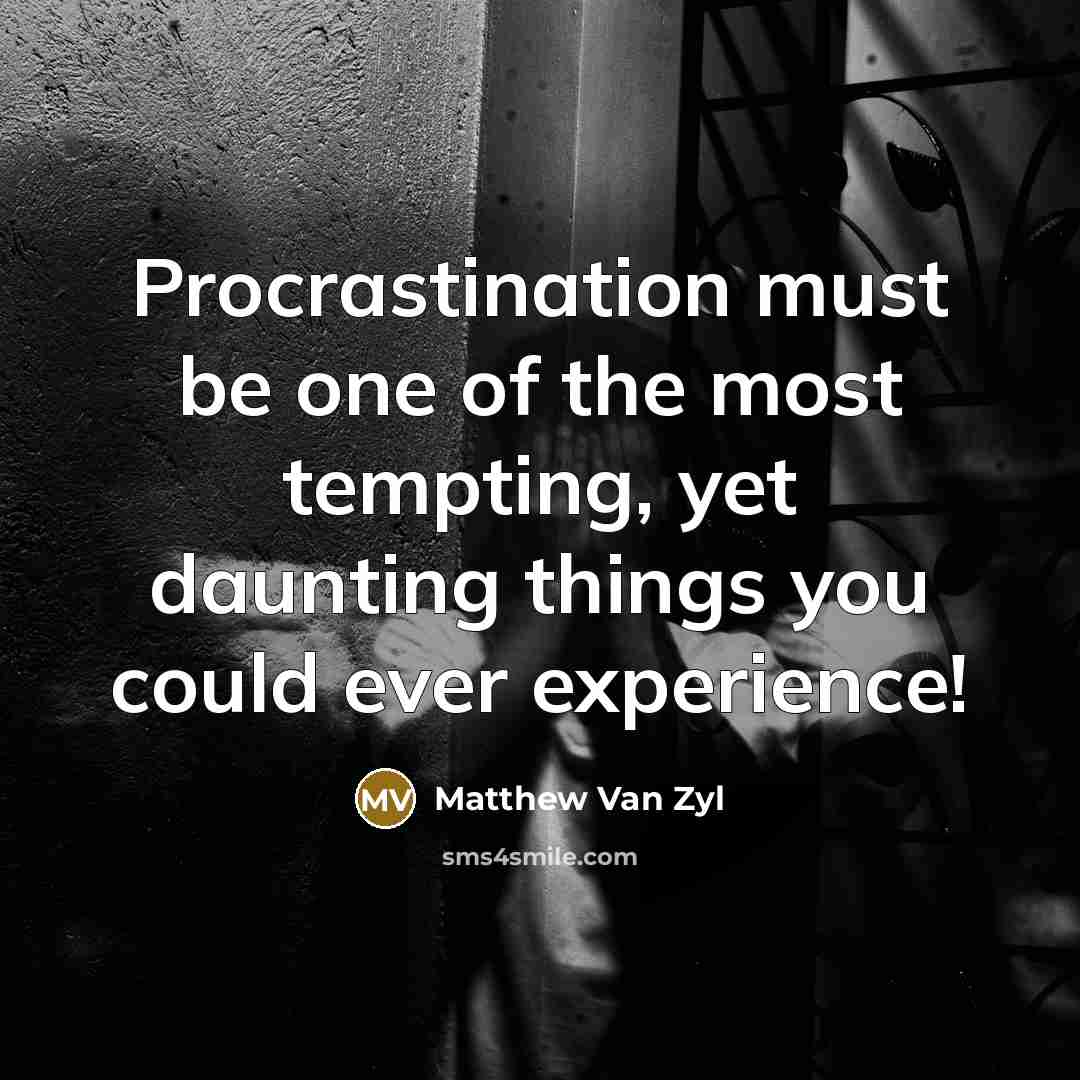 “Procrastination must be one of the most tempting, yet daunting…” quote by Matthew Van Zyl