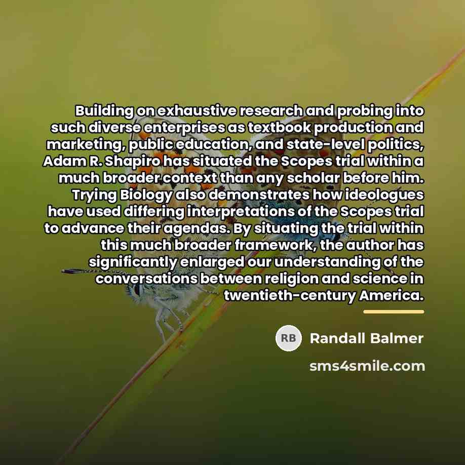 “Building on exhaustive research and probing into such diverse enterprises…” quote by Randall Balmer