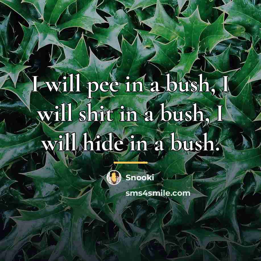 “I will pee in a bush, I will shit in…” quote by Snooki