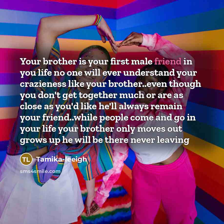 “Your brother is your first male friend in you life…” quote by Tamika-leeigh