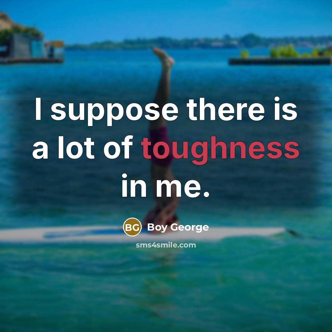 “I suppose there is a lot of toughness in me.…” quote by Boy George