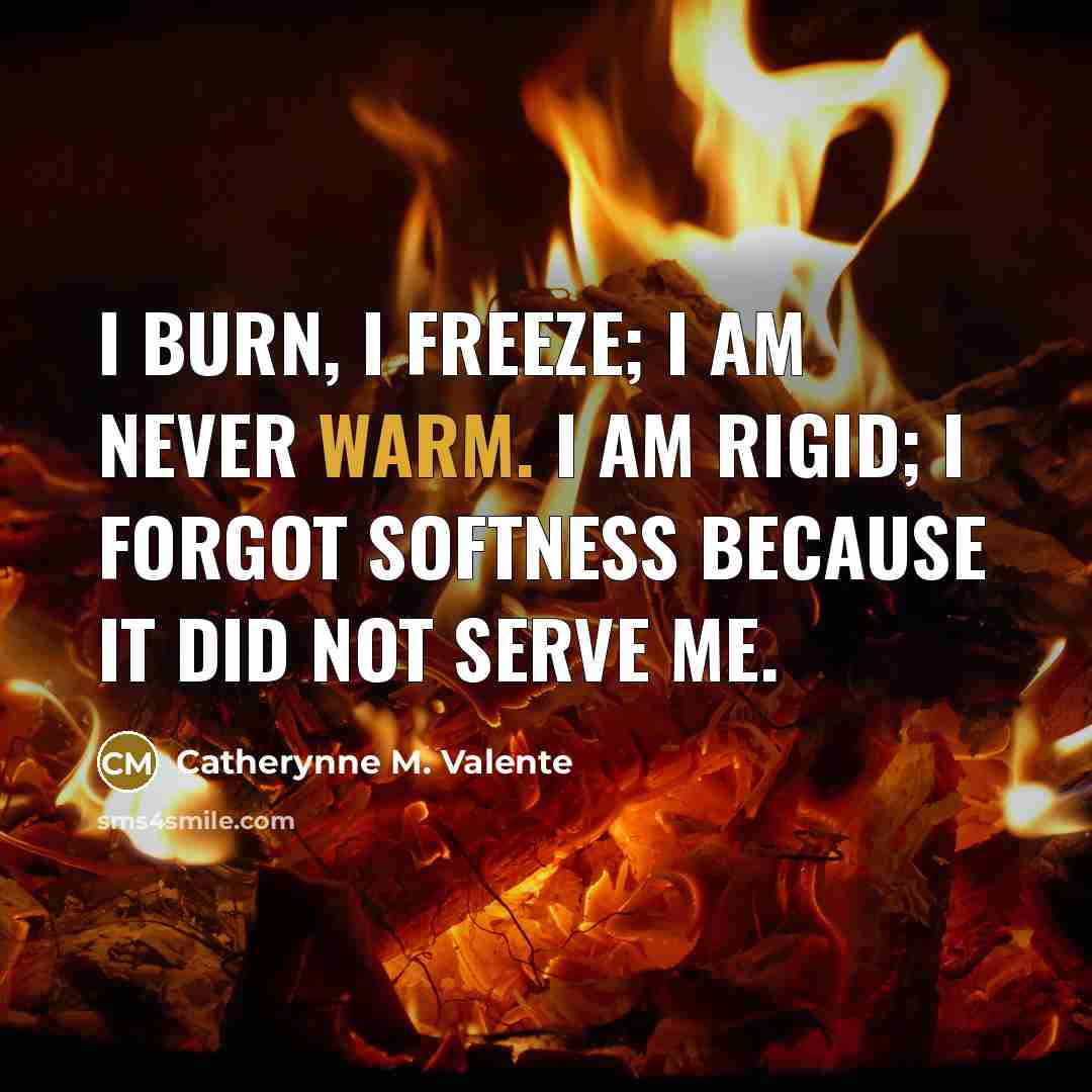 “I burn, I freeze; I am never warm. I am…” quote by Catherynne M. Valente