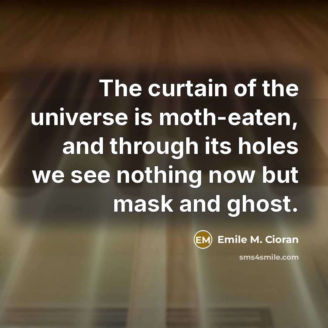 “The curtain of the universe is moth-eaten, and through its…” quote by Emile M. Cioran