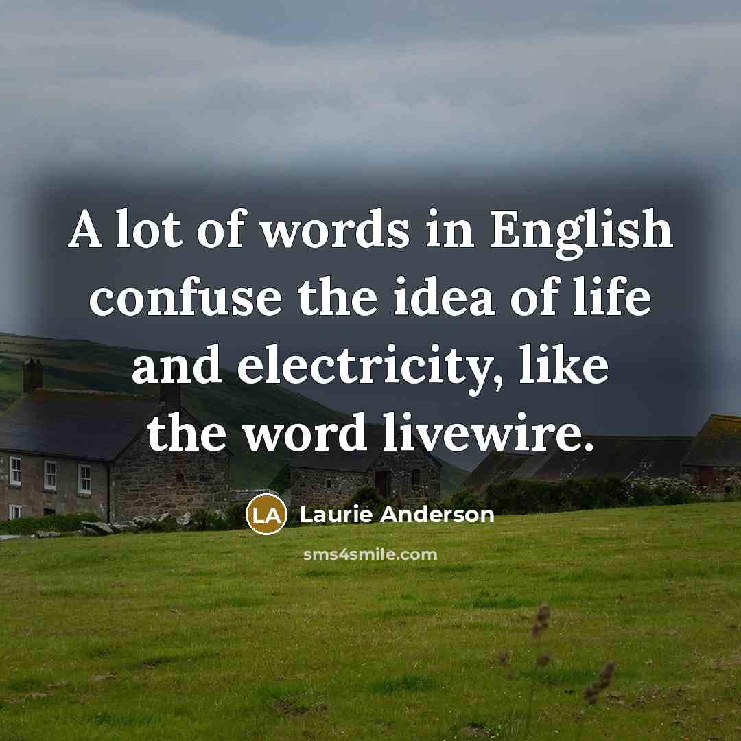 “A lot of words in English confuse the idea of life and electricity, like the word livewire.” quote by Laurie Anderson