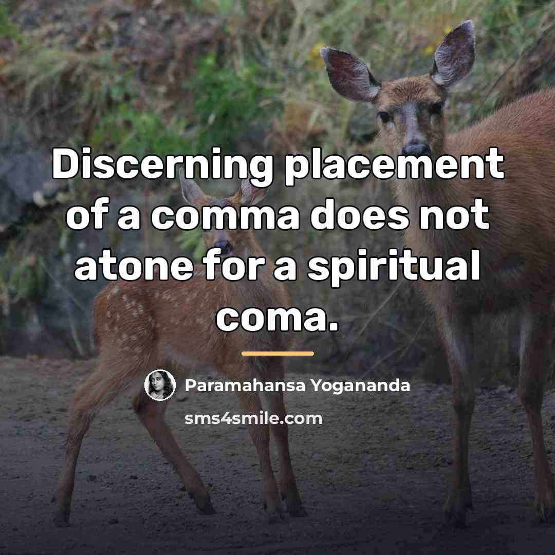 “Discerning placement of a comma does not atone for a…” quote by Paramahansa Yogananda