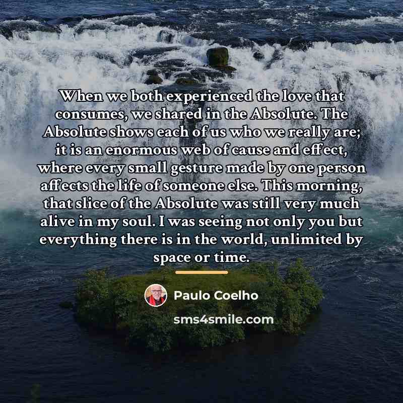 “When we both experienced the love that consumes, we shared…” quote by Paulo Coelho