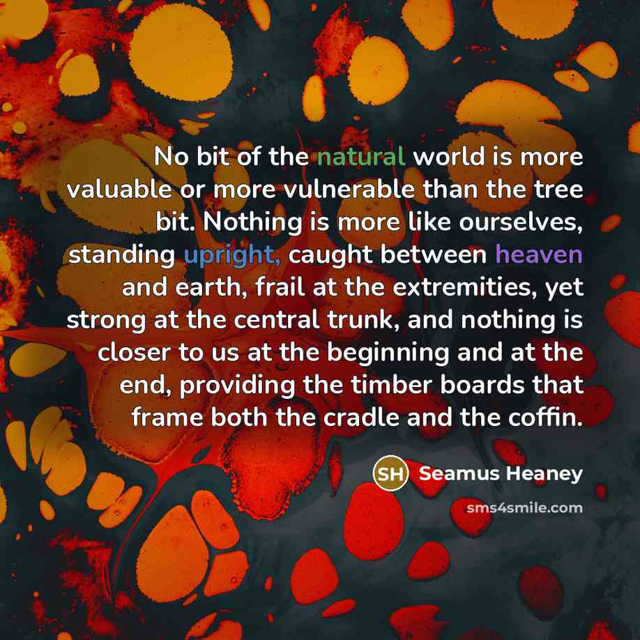 “No bit of the natural world is more valuable or…” quote by Seamus Heaney