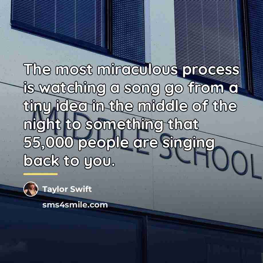 “The most miraculous process is watching a song go from…” quote by Taylor Swift