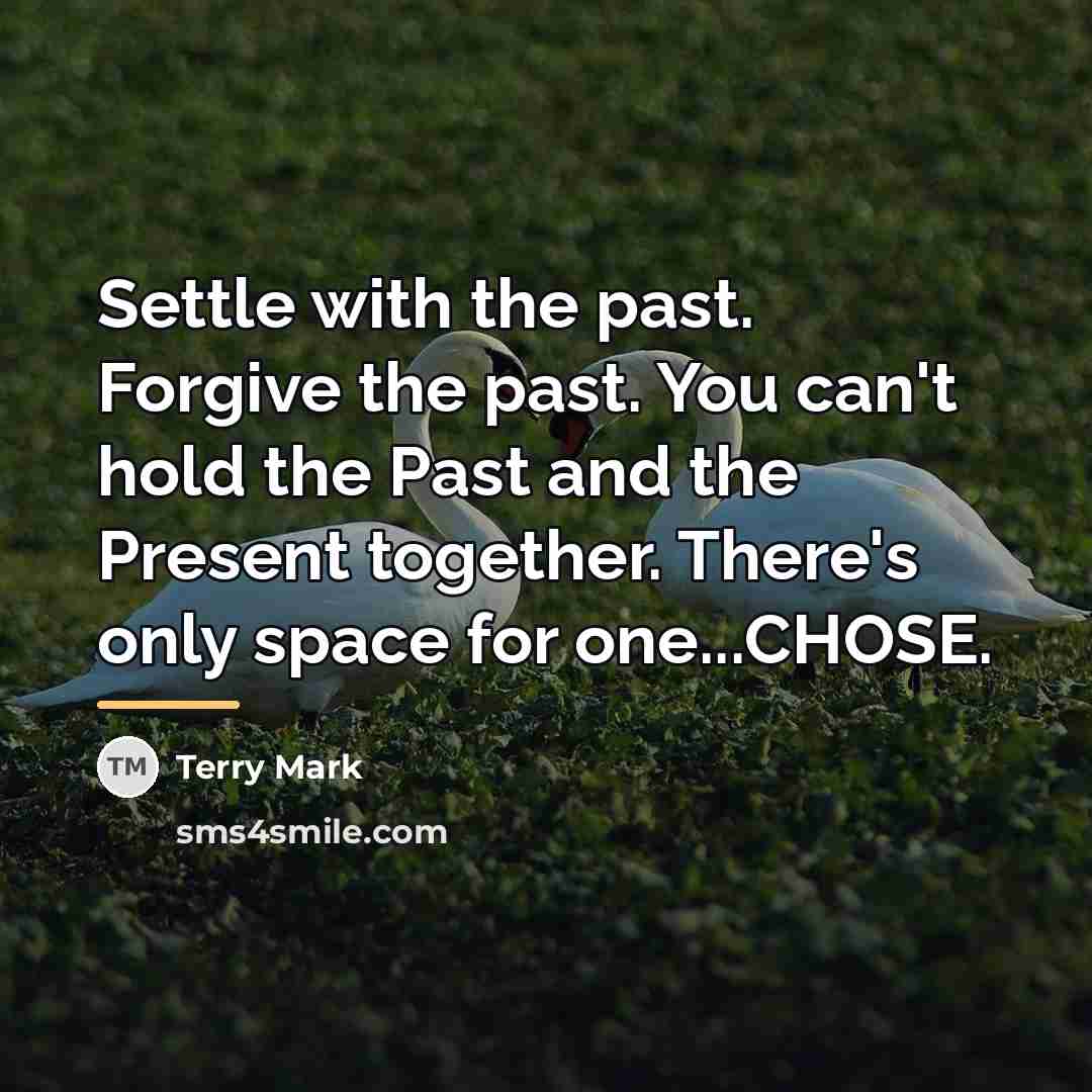 “Settle with the past. Forgive the past. You can't hold…” quote by Terry Mark
