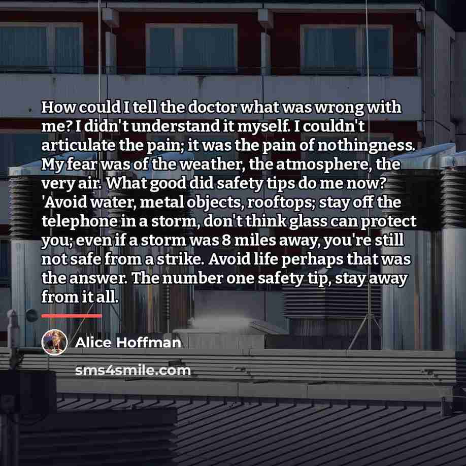 “How could I tell the doctor what was wrong with…” quote by Alice Hoffman