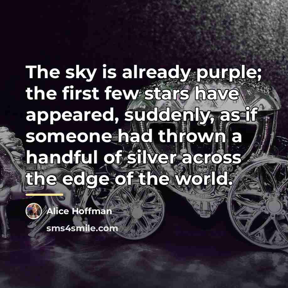 “The sky is already purple; the first few stars have…” quote by Alice Hoffman