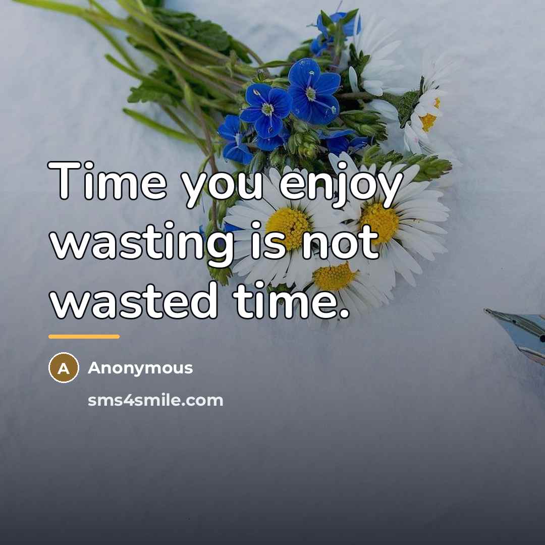 “Time you enjoy wasting is not wasted time.…” quote by Anonymous