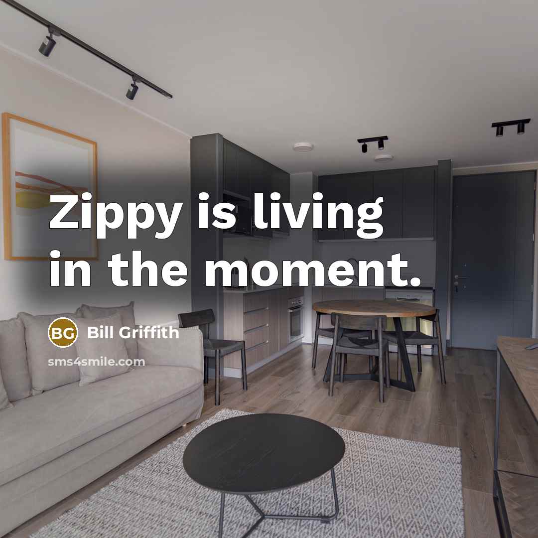 “Zippy is living in the moment.…” quote by Bill Griffith