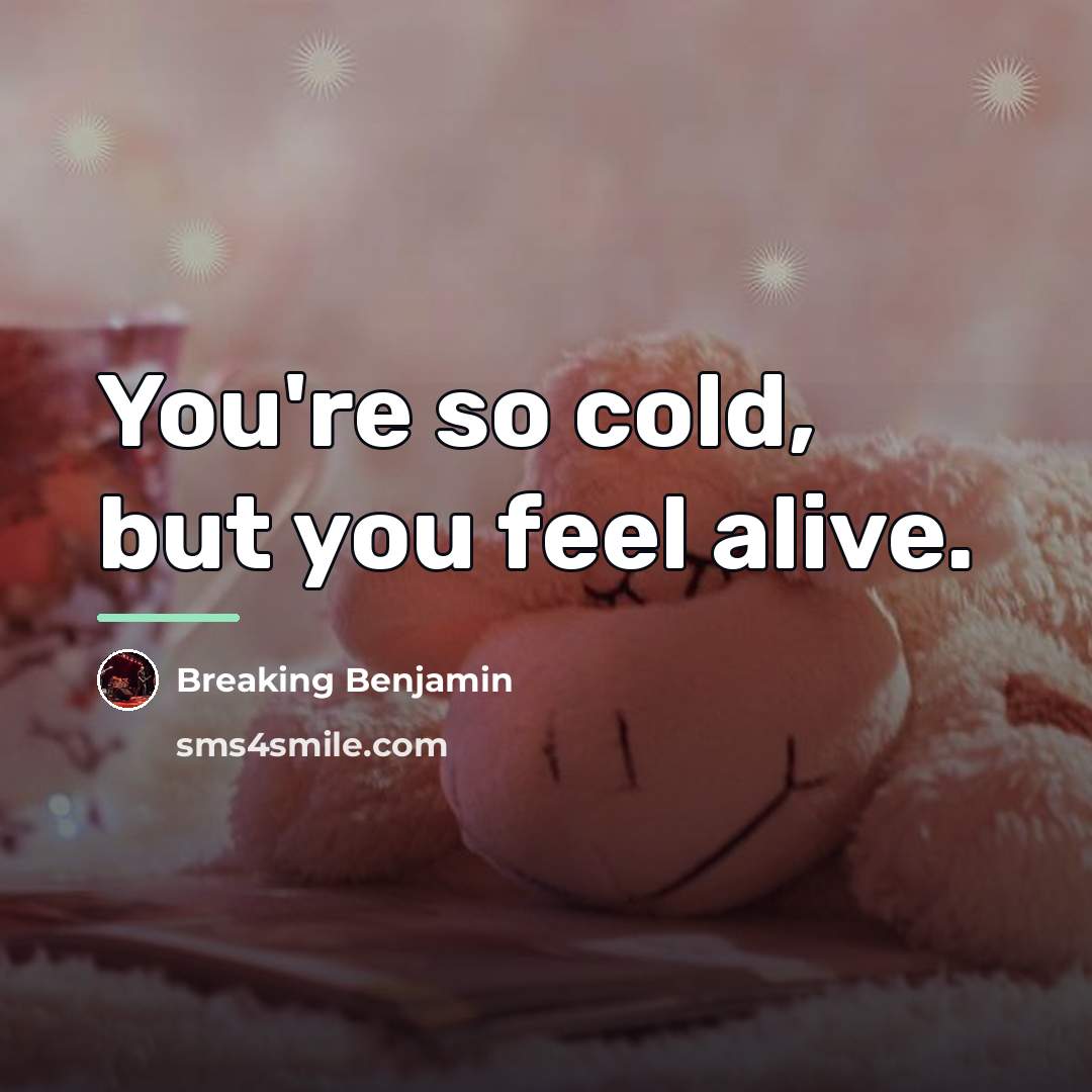 “You're so cold, but you feel alive.…” quote by Breaking Benjamin