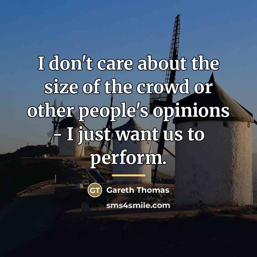 “I don't care about the size of the crowd or…” quote by Gareth Thomas