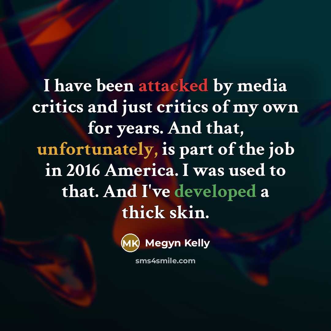 “I have been attacked by media critics and just critics…” quote by Megyn Kelly