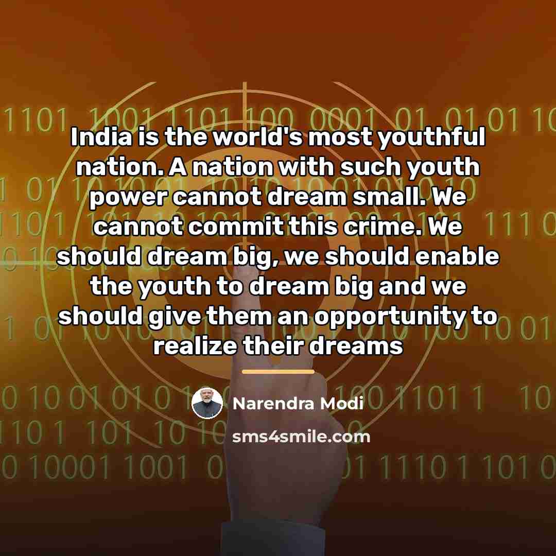 “India is the world's most youthful nation. A nation with…” quote by Narendra Modi