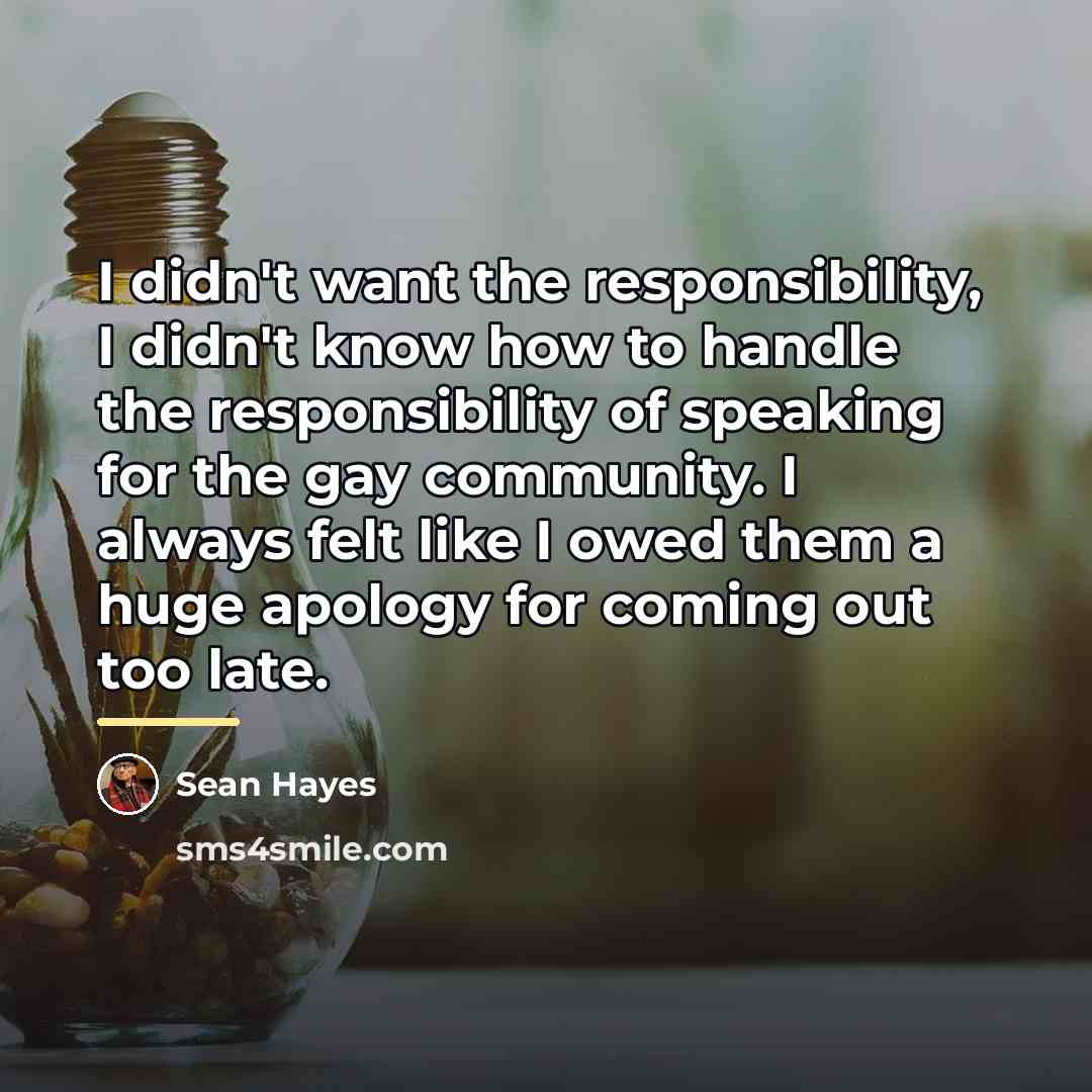 “I didn't want the responsibility, I didn't know how to…” quote by Sean Hayes