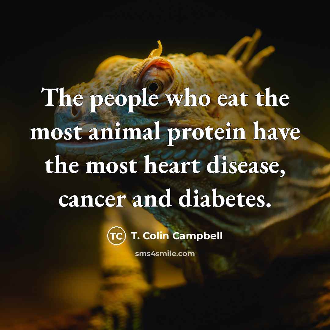 “The people who eat the most animal protein have the…” quote by T. Colin Campbell