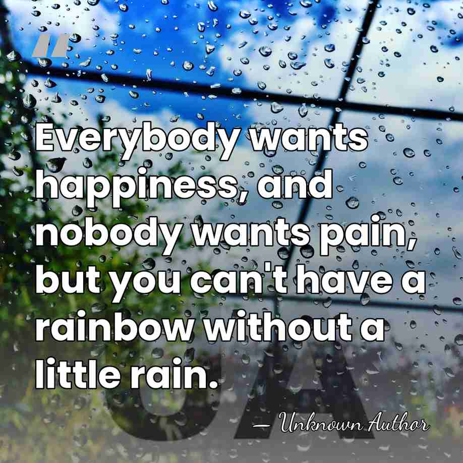 Everybody wants happiness, and nobody wants pain, but you can't have a&hellip; - Unknown Author