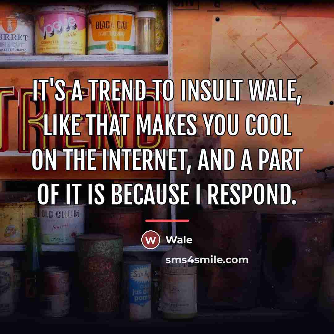 “It's a trend to insult Wale, like that makes you…” quote by Wale