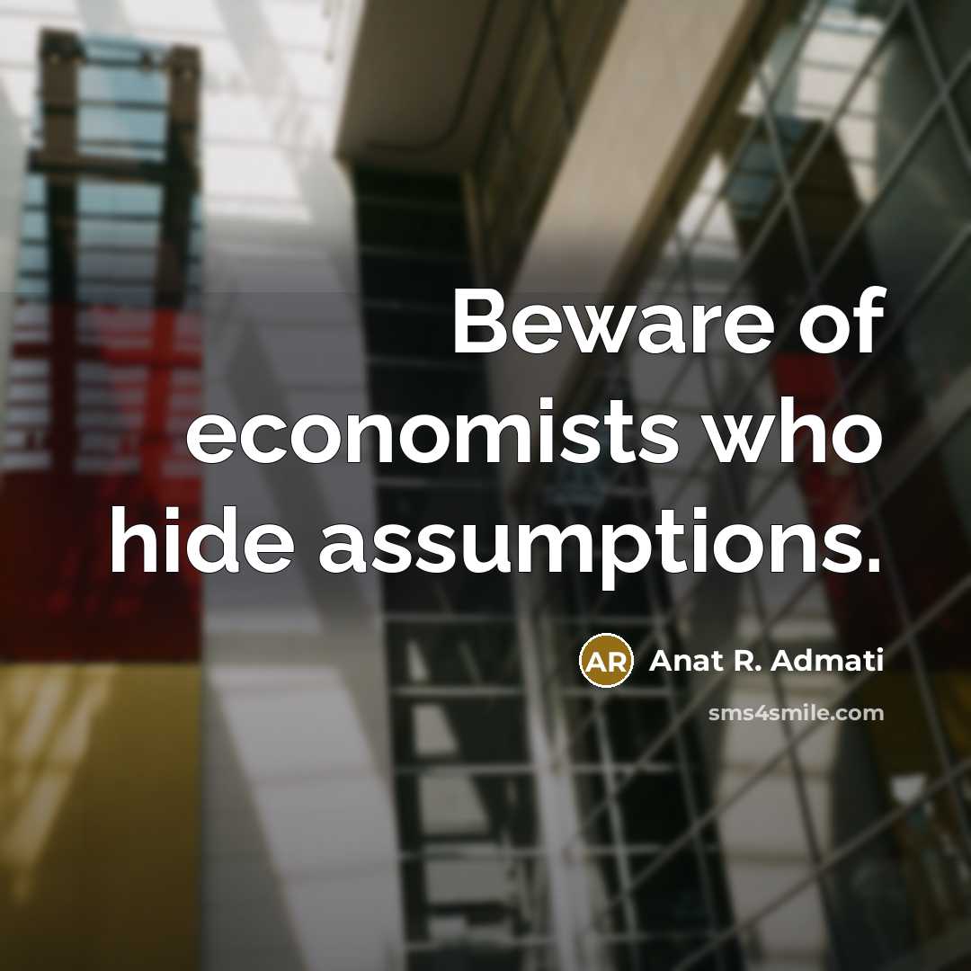 “Beware of economists who hide assumptions.…” quote by Anat R. Admati