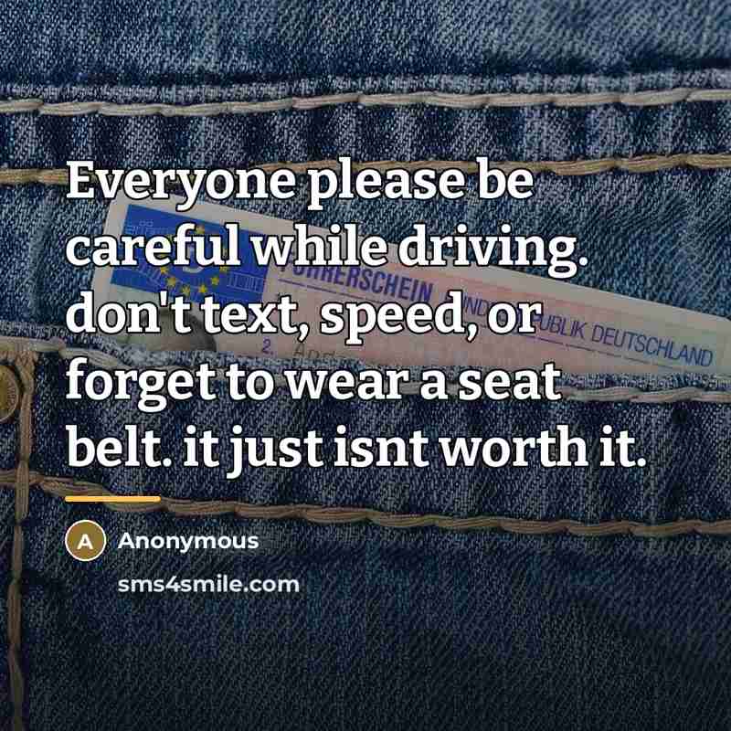 “Everyone please be careful while driving. don't text, speed, or…” quote by Anonymous