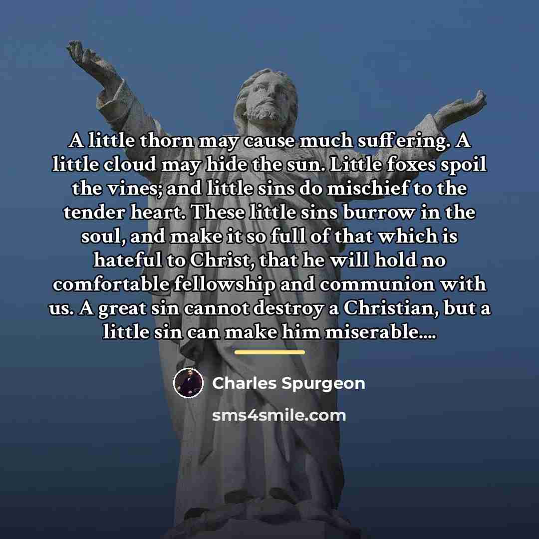“A little thorn may cause much suffering. A little cloud…” quote by Charles Spurgeon