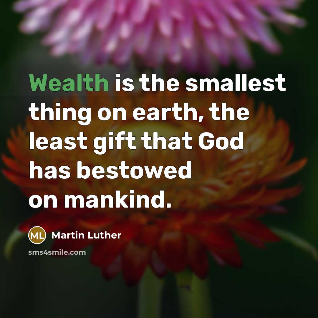 “Wealth is the smallest thing on earth, the least gift…” quote by Martin Luther